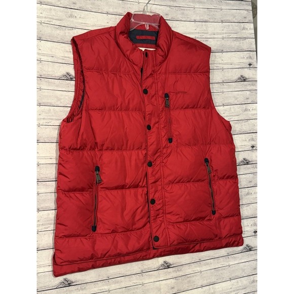 ORVIS Mens Duck Down Puffer Vest Sz L Red Button Front Zipper Pockets GUC - Picture 3 of 16